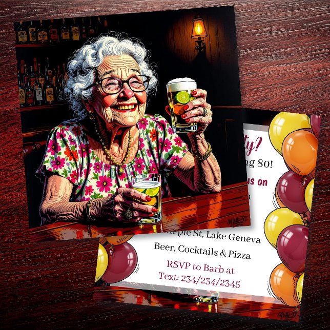Funny Aging Humor Saloon Birthday Party Invitation (Creator Uploaded)