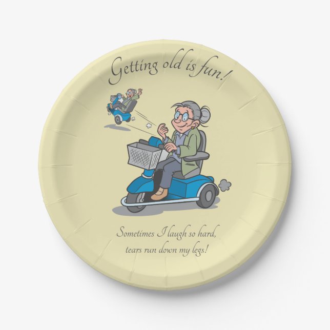 Funny  Aging  Over the Hill Old Woman Birthday Paper Plates (Front)