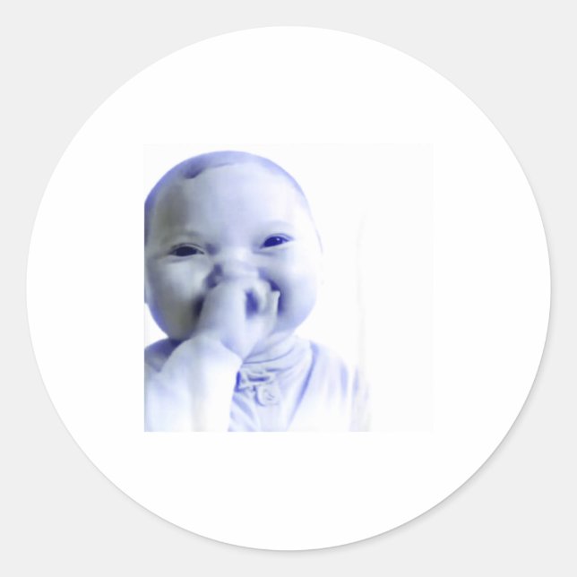Funny Ai Baby Holding Laugh Meme  Classic Round Sticker (Front)