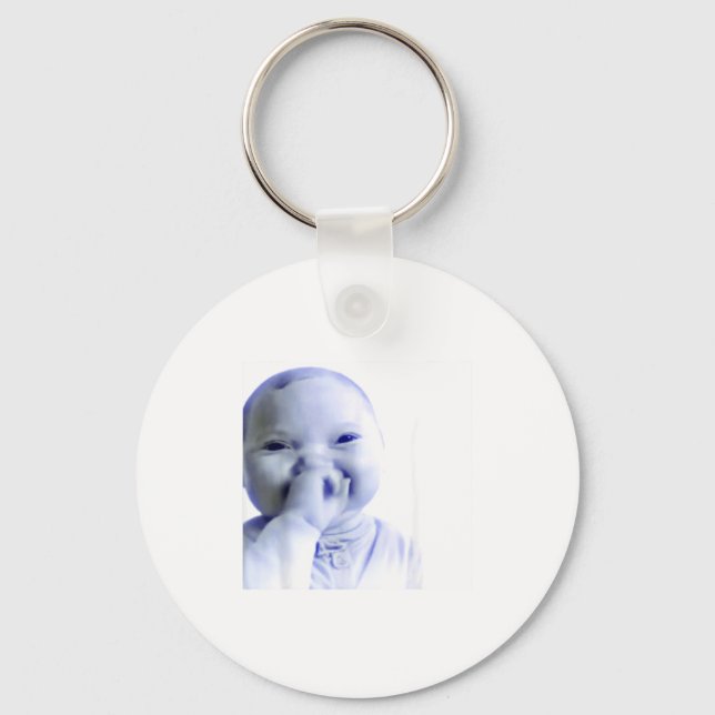 Funny Ai Baby Holding Laugh Meme  Keychain (Front)