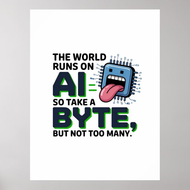 Funny AI Byte Quote – Tech Geek Humor Poster (Front)