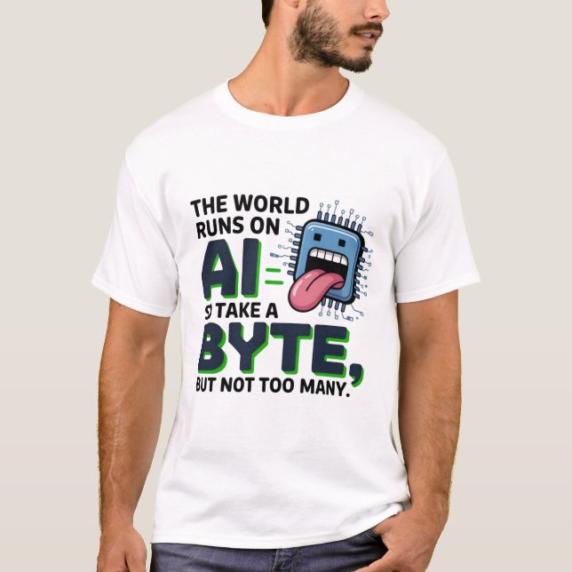 Funny AI Byte Quote – Tech Geek Humor T-Shirt (Front)
