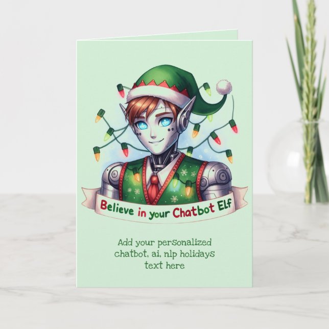 Funny Ai Chatbot Elf Greeting Card Corporate (Front)