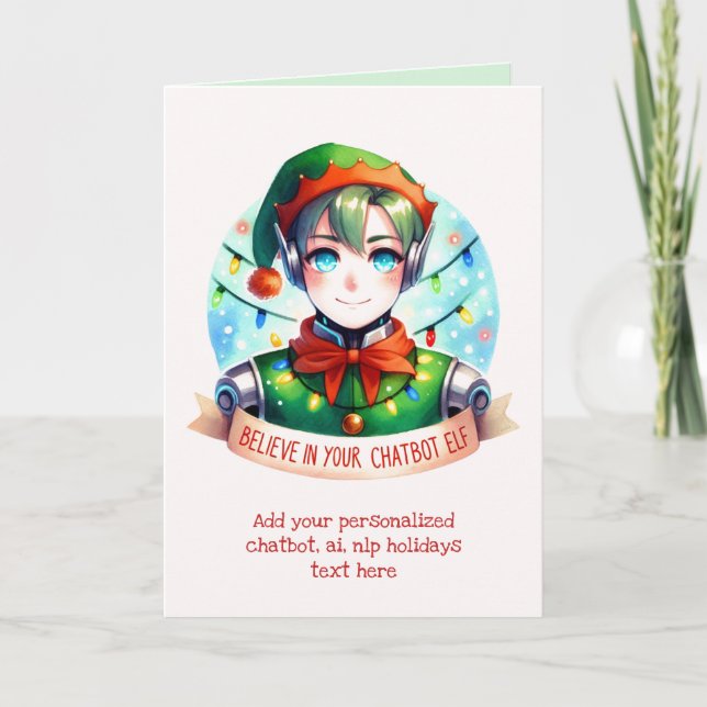 Funny Ai Chatbot Elf Greeting Card Corporate (Front)