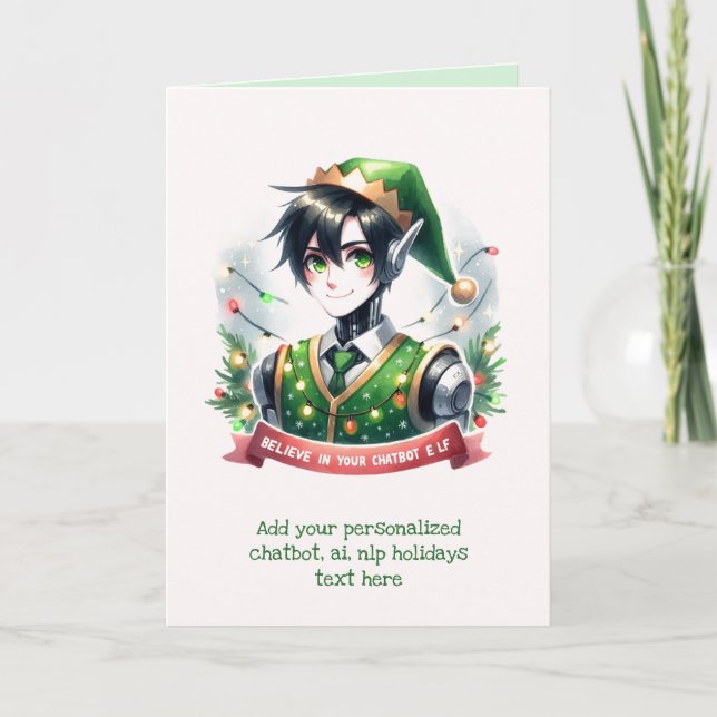 Funny Ai Chatbot Elf Greeting Card Corporate (Front)