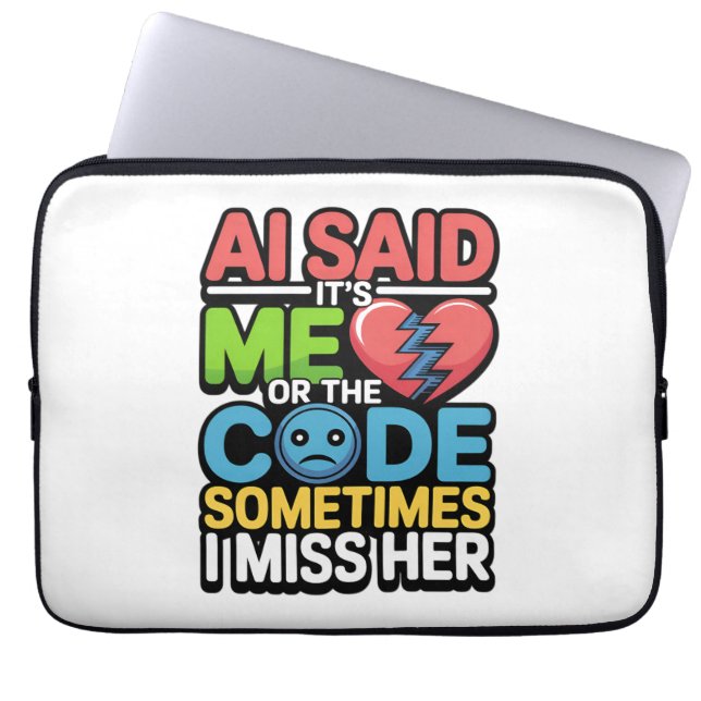 Funny AI Coding Quote – Programmer Humor Laptop Sleeve (Front)