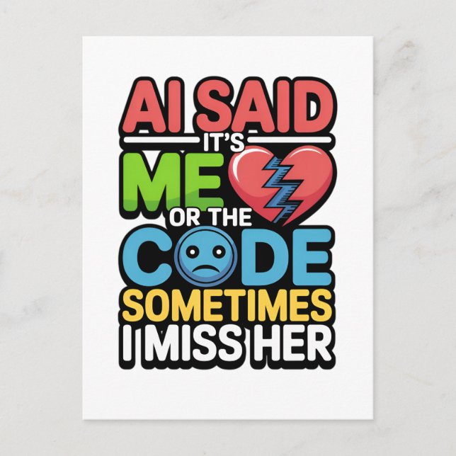 Funny AI Coding Quote – Programmer Humor Postcard (Front)