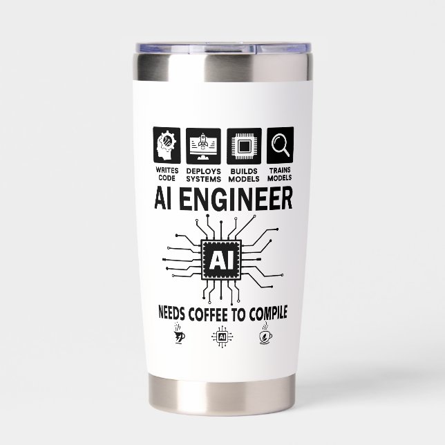 Funny AI Engineer Coding Programmer Developer Tech Insulated Tumbler (Front)