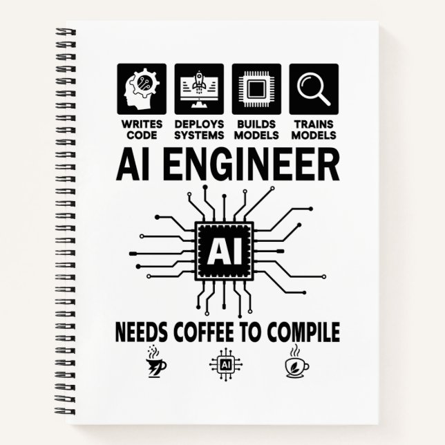Funny AI Engineer Coding Programmer Developer Tech Notebook (Front)