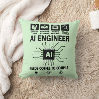 Funny AI Engineer Coding Programmer Developer Tech Throw Pillow