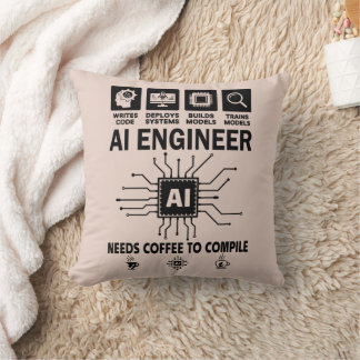 Funny AI Engineer Coding Programmer Developer Tech Throw Pillow