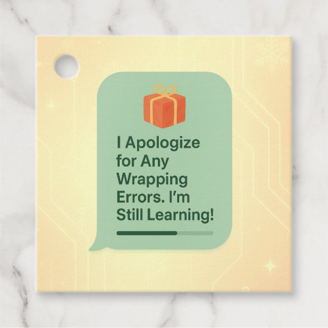 Funny AI Gift Tag – “Wrapping Errors” Joke (Front)