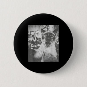 Funny Ai Siamese Cat Selfie With Santa Claus Chris Button