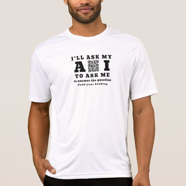 Funny AI Startup Tech – 2 QR Code Custom Marketing T-Shirt (Front)