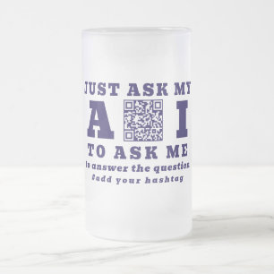 Funny AI Tech Specialist Personalized QR Code Blue Frosted Glass Beer Mug