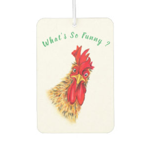 Funny Air Freshener Surprised Rooster Your Text