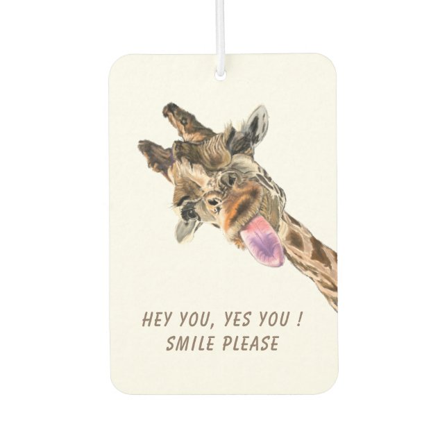 Funny Air Freshener with Playful Giraffe - Smile  (Front)