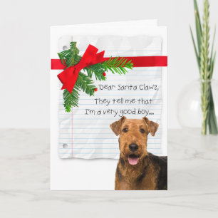 Funny Airedale Boy Christmas Card