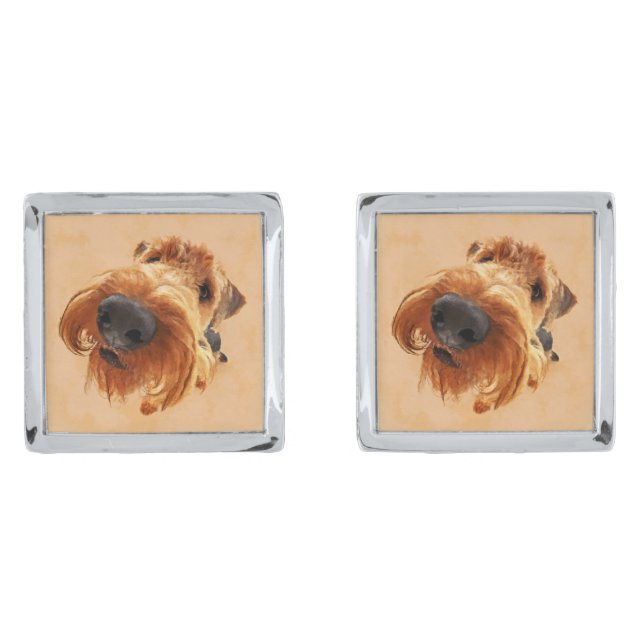 Funny  Airedale Terrier Cufflinks (Front)