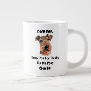 Funny Airedale terrier Dad Watercolor Canine Art  Giant Coffee Mug