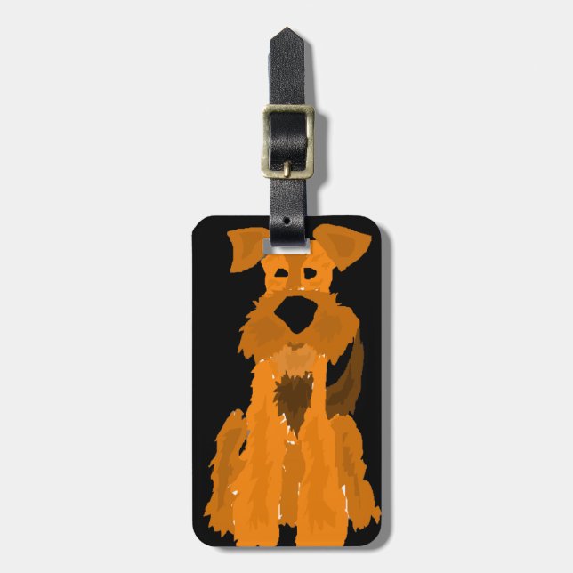 Funny Airedale Terrier Dog Art Luggage Tag (Front Vertical)