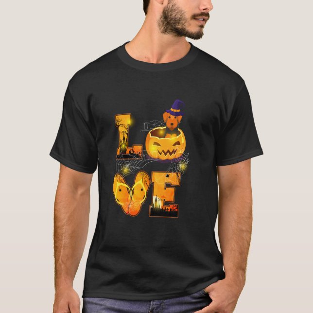 Funny Airedale Terrier  Halloween T-Shirt (Front)