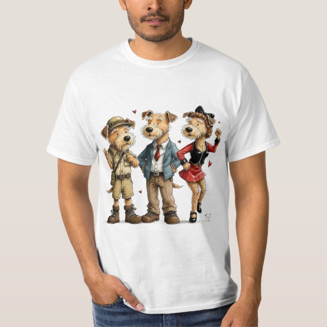 Funny Airedale Terrier Shirt Cute Trio Tee (Front)