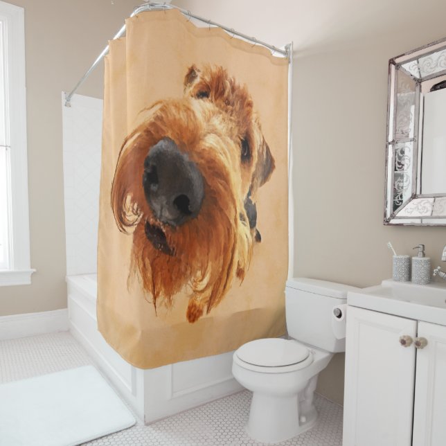 Funny  Airedale Terrier Shower Curtain (In Situ)