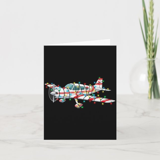 Funny Airplane Christmas Graphics Lights Lover Lon Card (Front)
