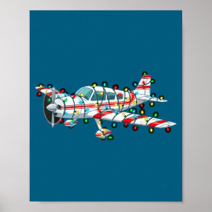 Funny Airplane Christmas Graphics Lights Lover Poster