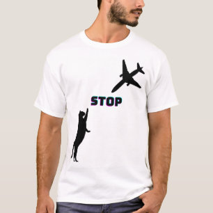 Funny Airplane Pilot Cat Husband Wife T-Shirt