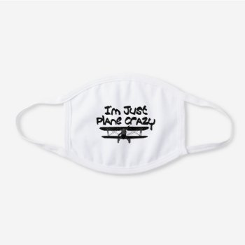Funny Airplane White Cotton Face Mask by funshoppe at Zazzle