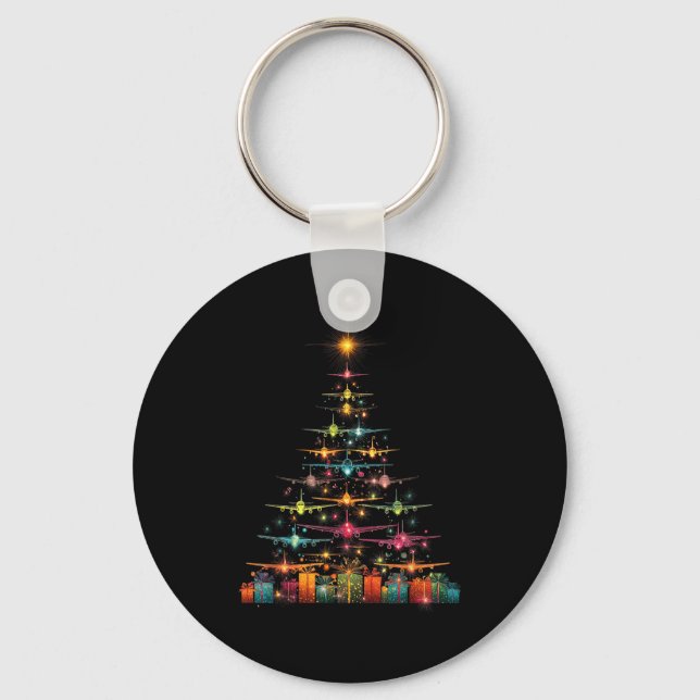 Funny Airplanes Christmas Tree Graphic Air Planes  Keychain (Front)