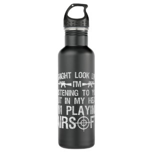Funny Airsoft Art Men Kids Airsoft Lover Gun Shoot Stainless Steel Water Bottle