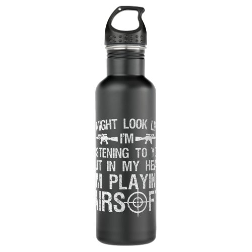 Funny Airsoft Art Men Kids Airsoft Lover Gun Shoot Stainless Steel Water Bottle