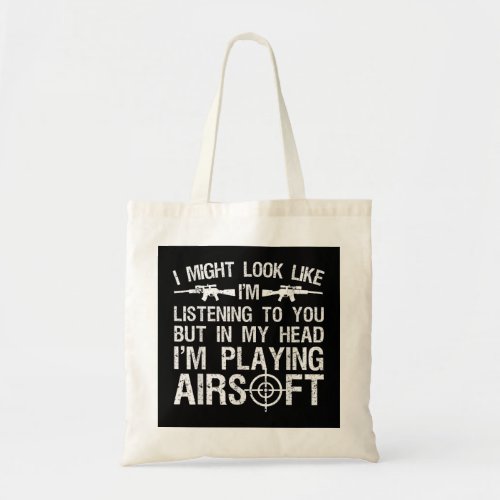 Funny Airsoft Art Men Kids Airsoft Lover Gun Shoot Tote Bag