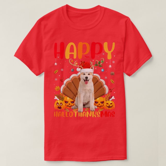 Funny Akita Dog Lover Happy Akita HelloThanksMas  T-Shirt (Design Front)