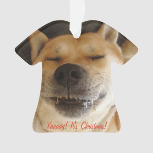 funny akita dog with cute smile for christmas ornament