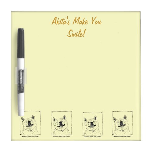 funny akita dogs smiling picture realist art dry erase board