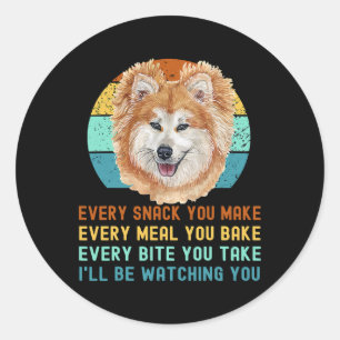 Funny Akita Inu or Kuma Inu Dog Every Snack You Ma Classic Round Sticker