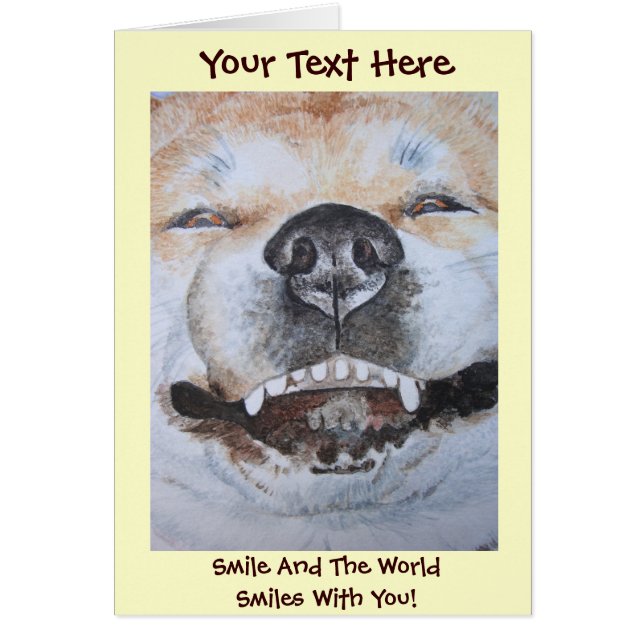 funny akita smiling dog picture realist art design (Front)