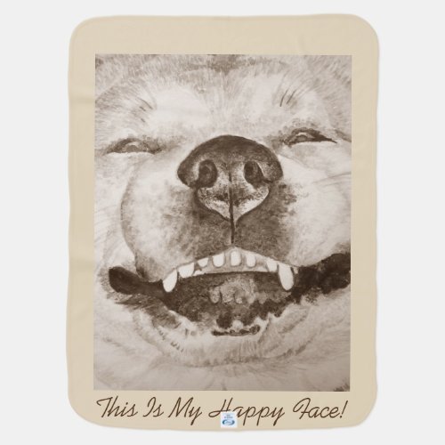 funny akita smiling portrait with fun slogan dog swaddle blanket