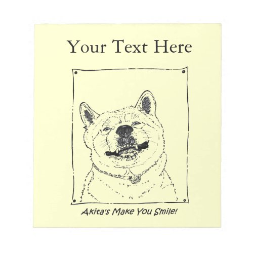 funny akita smiling realist dog portrait art notepad