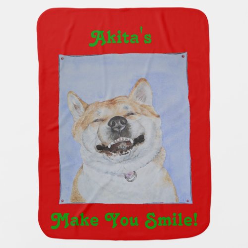 funny akita smilling original portrait slogan dog stroller blanket