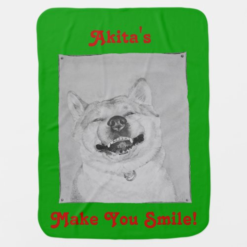 funny akita smilling original portrait slogan dog stroller blanket