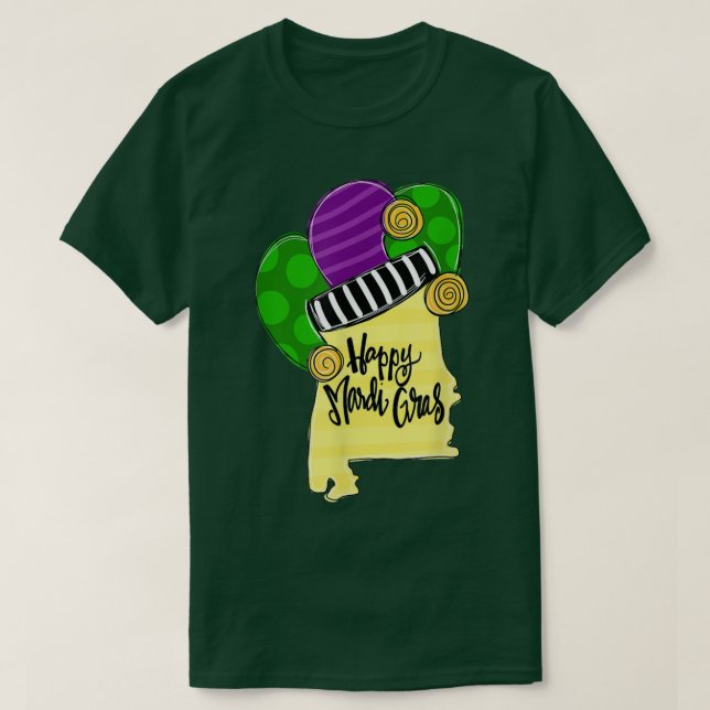 Funny Alabama Happy Mardi Gras Carnival Holiday  T-Shirt (Design Front)