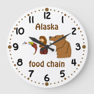 Funny Alaska Food Chain Alaskan Cruise Souvenir Large Clock