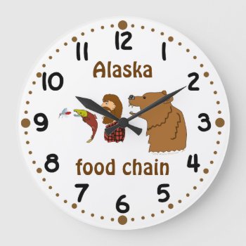 Funny Alaska Food Chain Alaskan Cruise Souvenir Large Clock by alinaspencil at Zazzle
