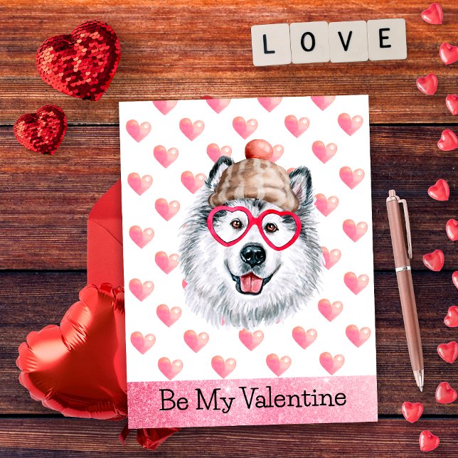 Funny Alaskan Be My Valentine Dog Valentine's Day Holiday Postcard (Creator Uploaded)