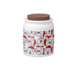 Funny Alaskan Malamute Christmas Pattern  Candy Jar